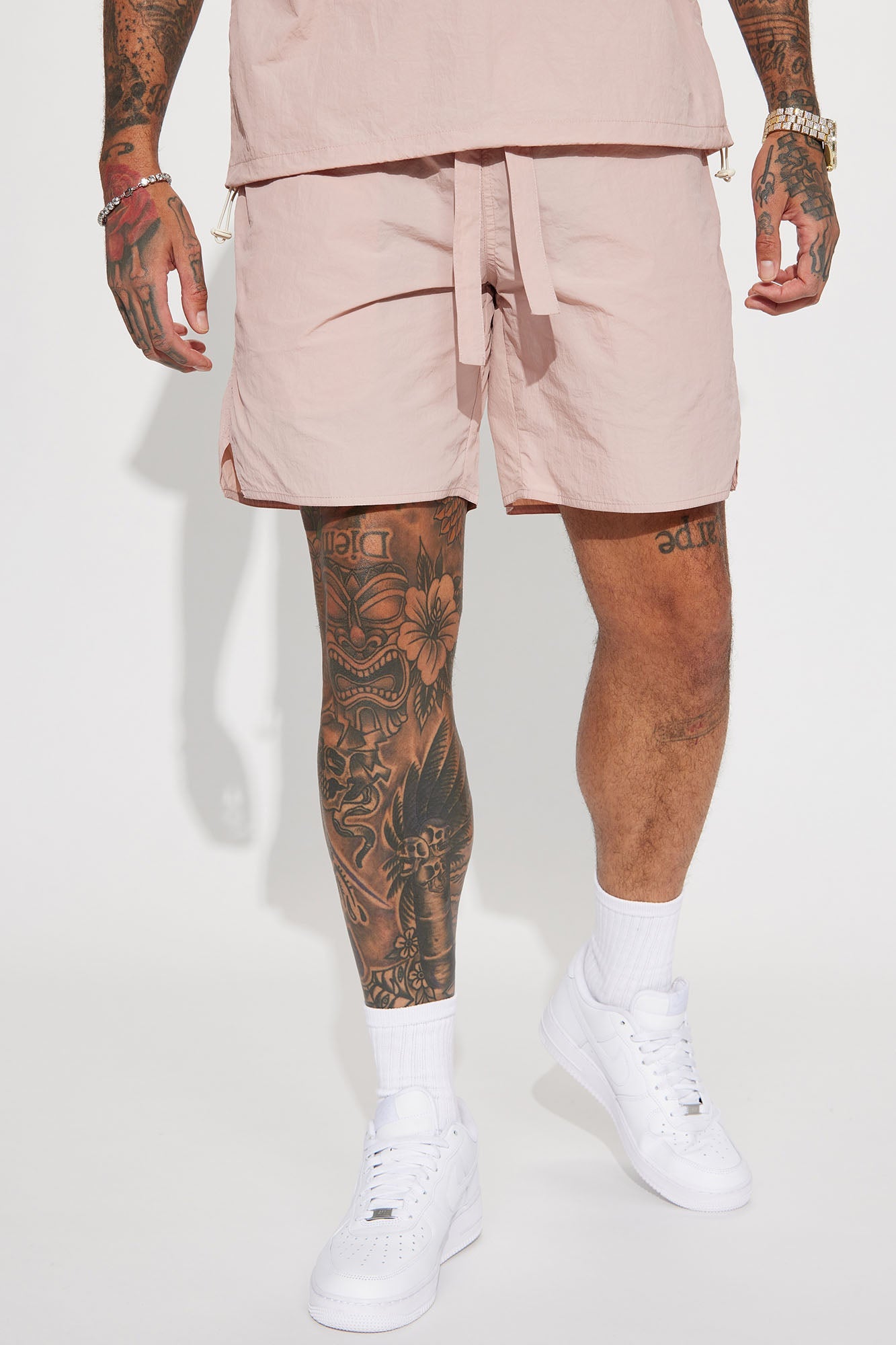Batter Up Crinkle Nylon Volley Shorts - Mauve