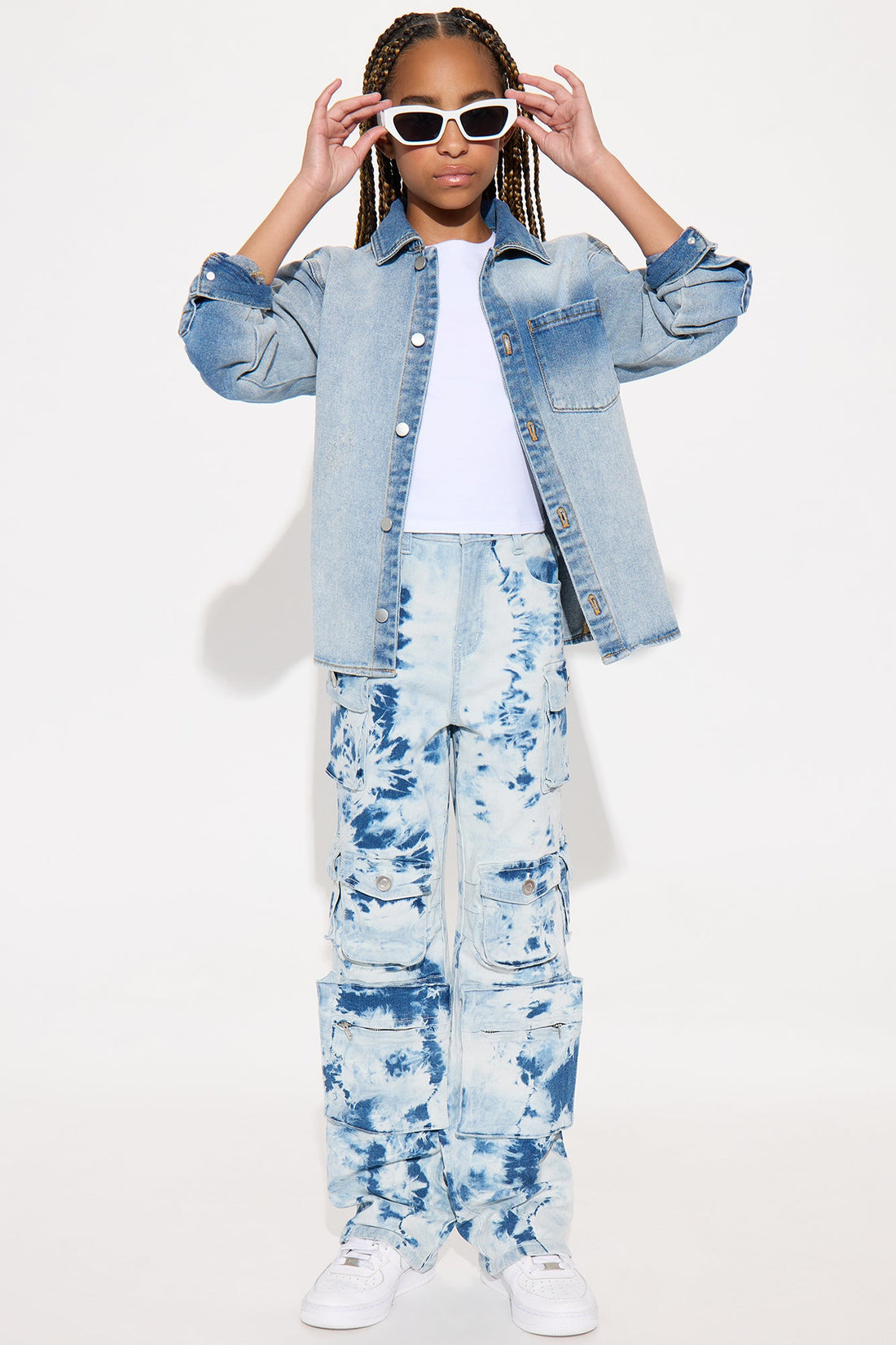 Mini Lily High Rise Cargo Jeans - Blue/combo