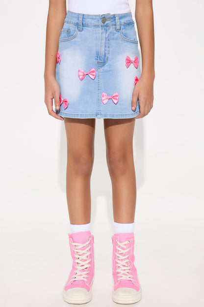 Mini Isabelle Bow Skort - Light Wash