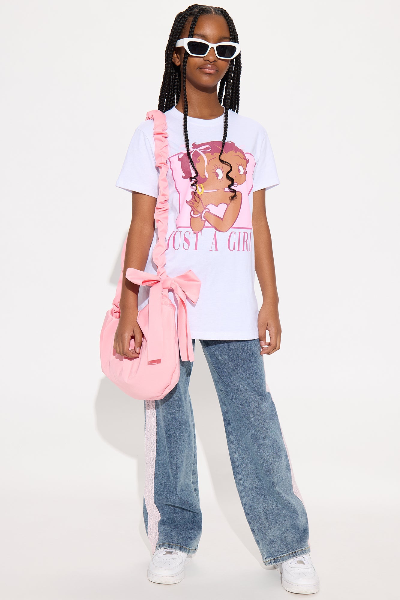 Mini Just A Girl Short Sleeve T-Shirt - White