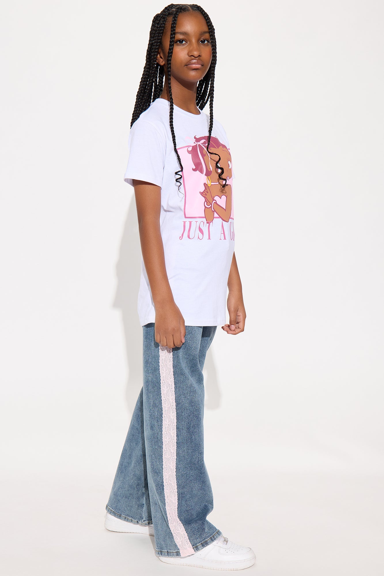 Mini Just A Girl Short Sleeve T-Shirt - White