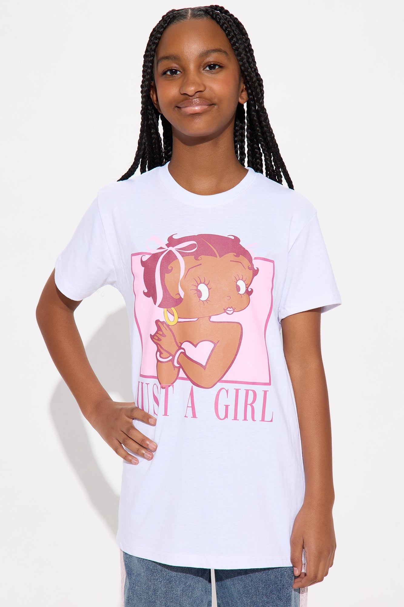 Mini Just A Girl Short Sleeve T-Shirt - White
