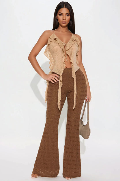 Hold Up Lace Flare Pant - Mocha
