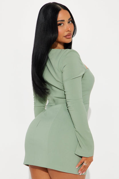 Blaire Square Neck Mini Dress - Sage