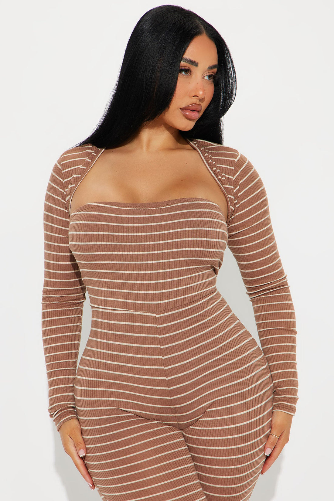 Instant Connection Jumpsuit Set - Mocha/combo