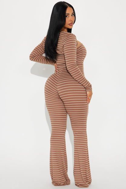 Instant Connection Jumpsuit Set - Mocha/combo