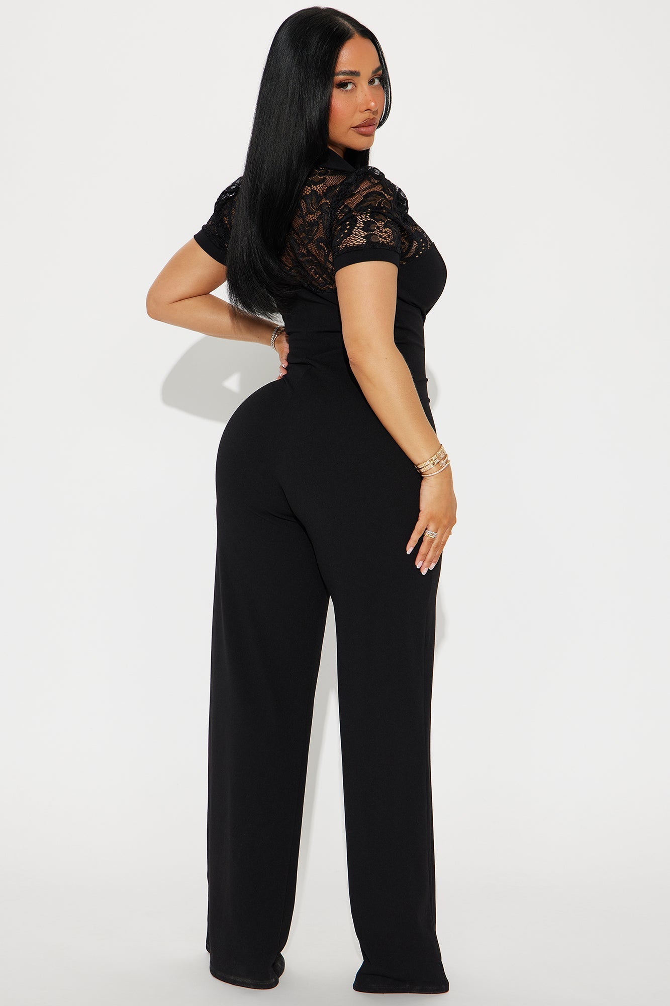 Katherine Crepe Short Sleeve Button Up Jumpsuit - Black