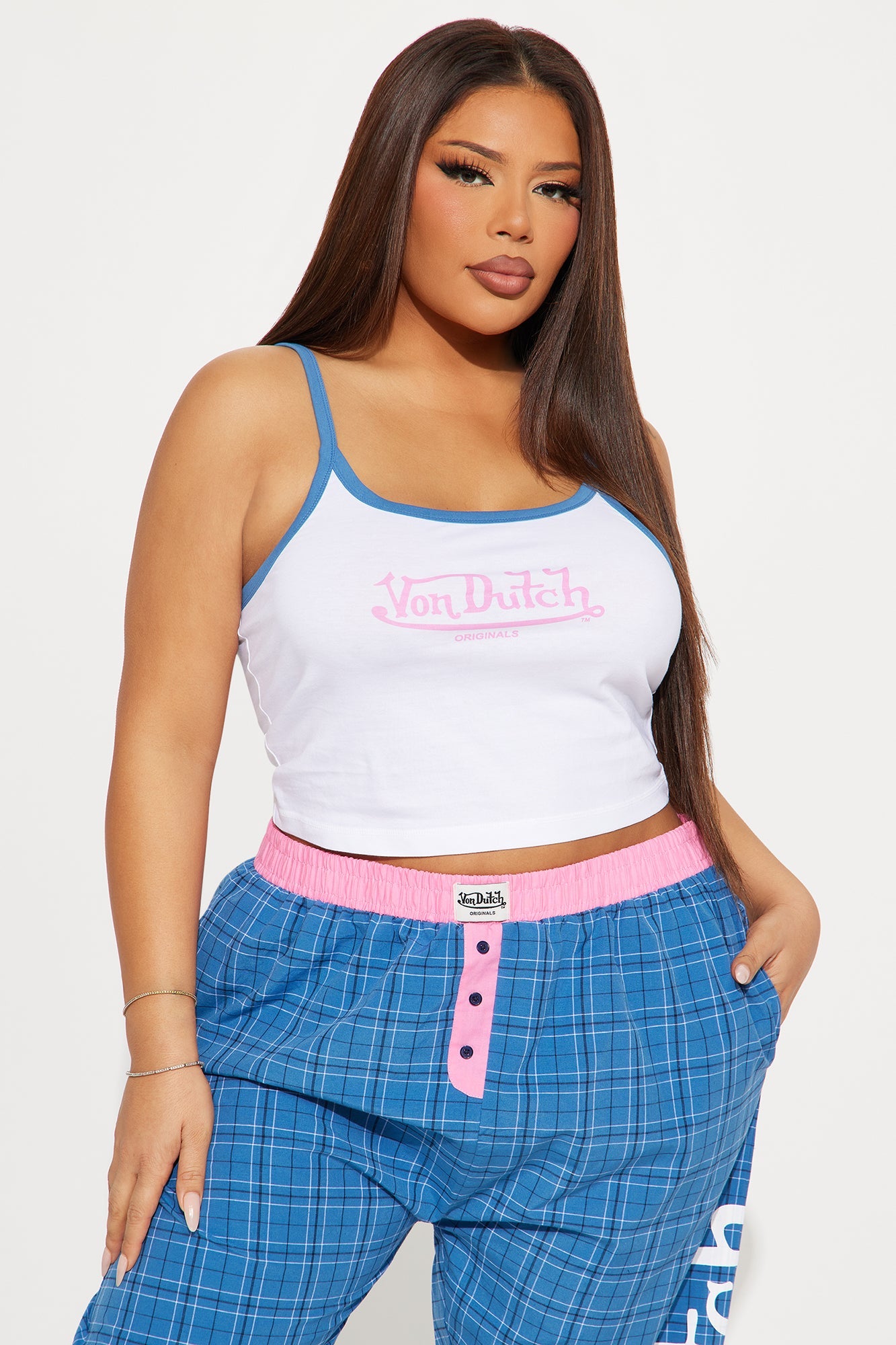 Von Dutch Cami PJ Boxer Pant Set - Blue