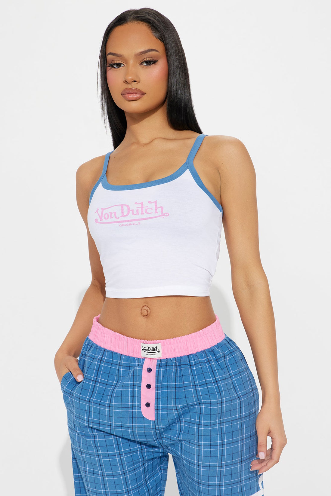 Von Dutch Cami PJ Boxer Pant Set - Blue