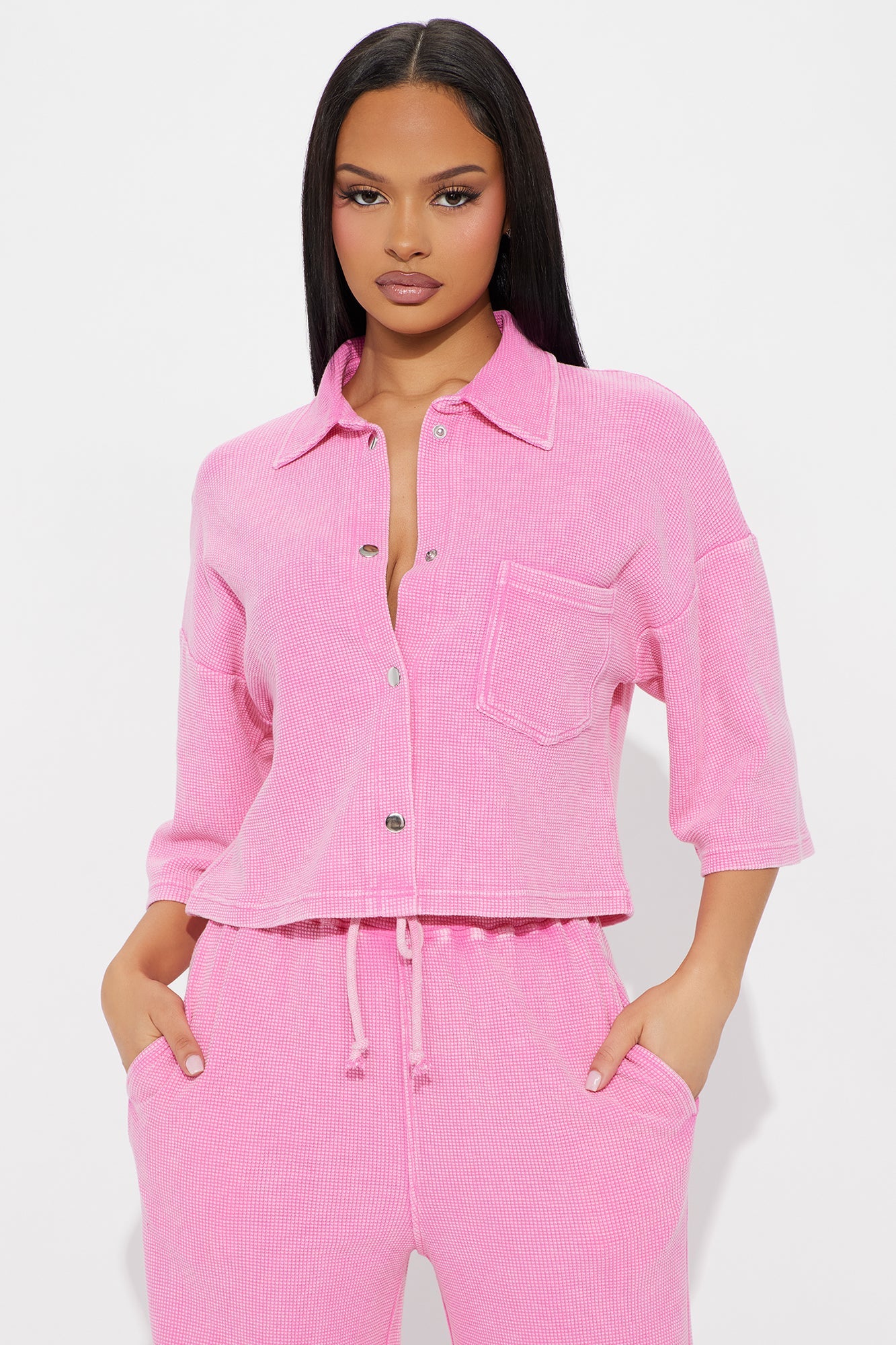 Taylor Cozy Thermal Pant Set - Pink
