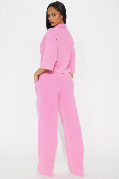 Taylor Cozy Thermal Pant Set - Pink