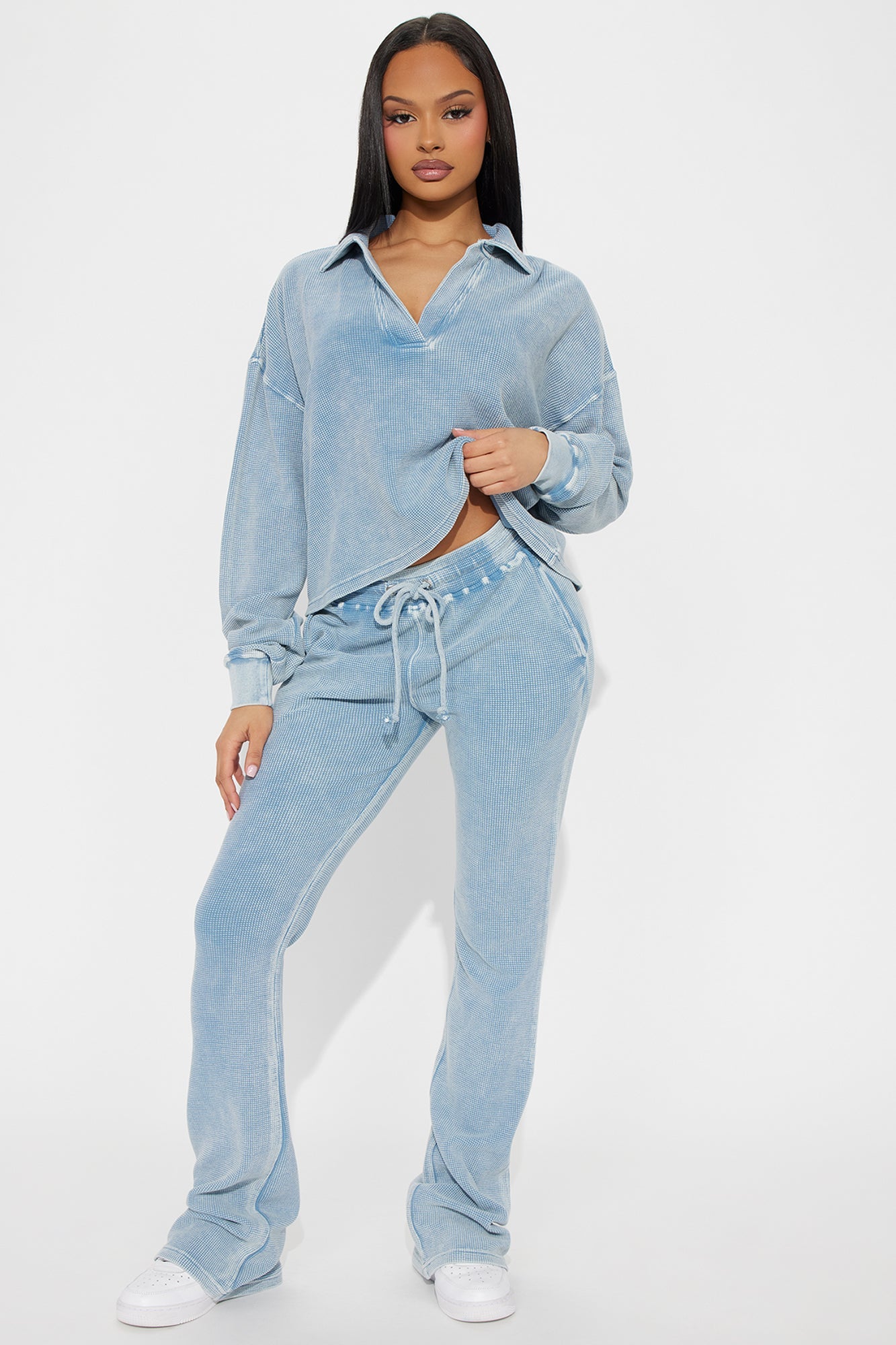 Tanya Cozy Thermal Pant Set - Blue