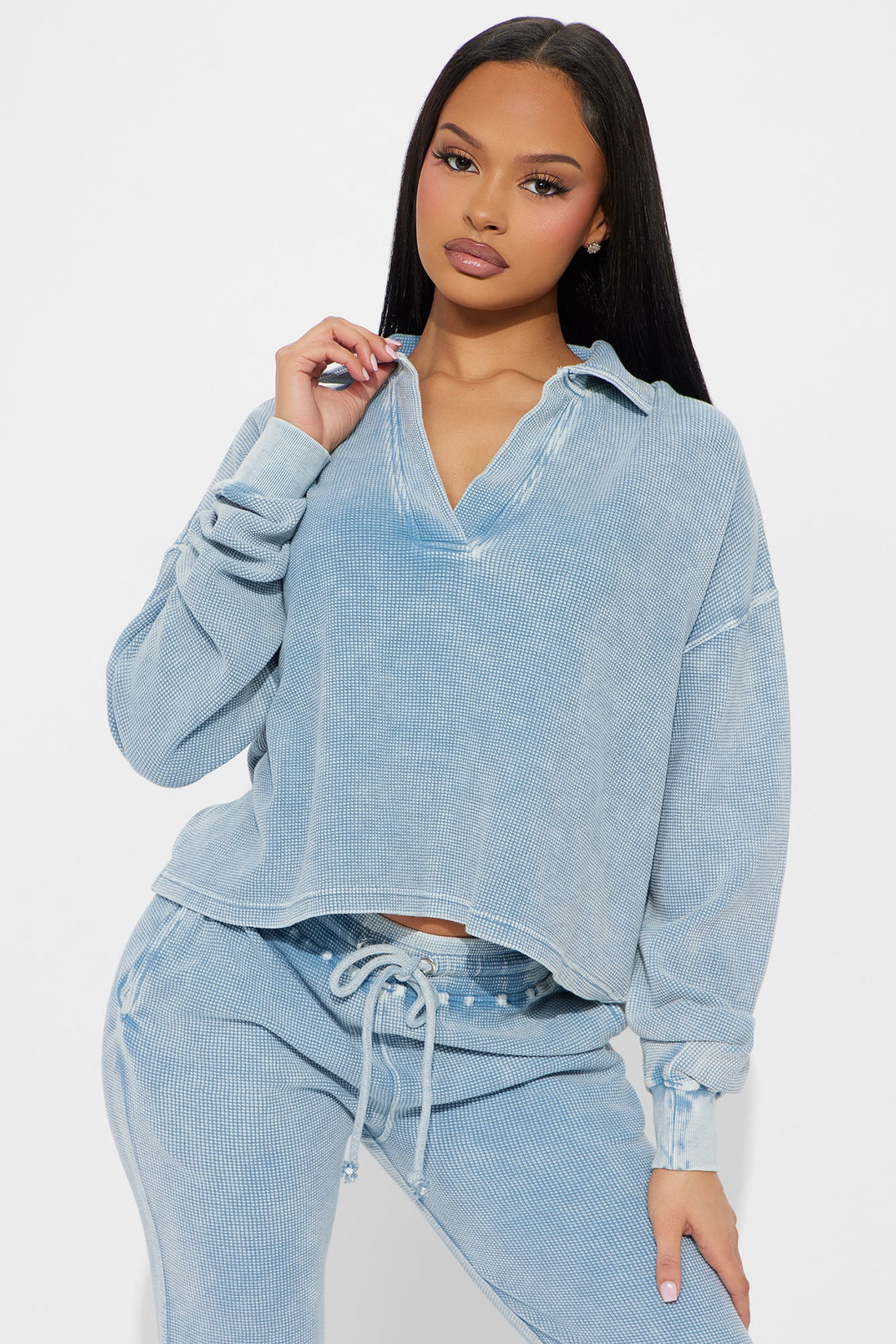 Tanya Cozy Thermal Pant Set - Blue