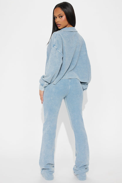 Tanya Cozy Thermal Pant Set - Blue