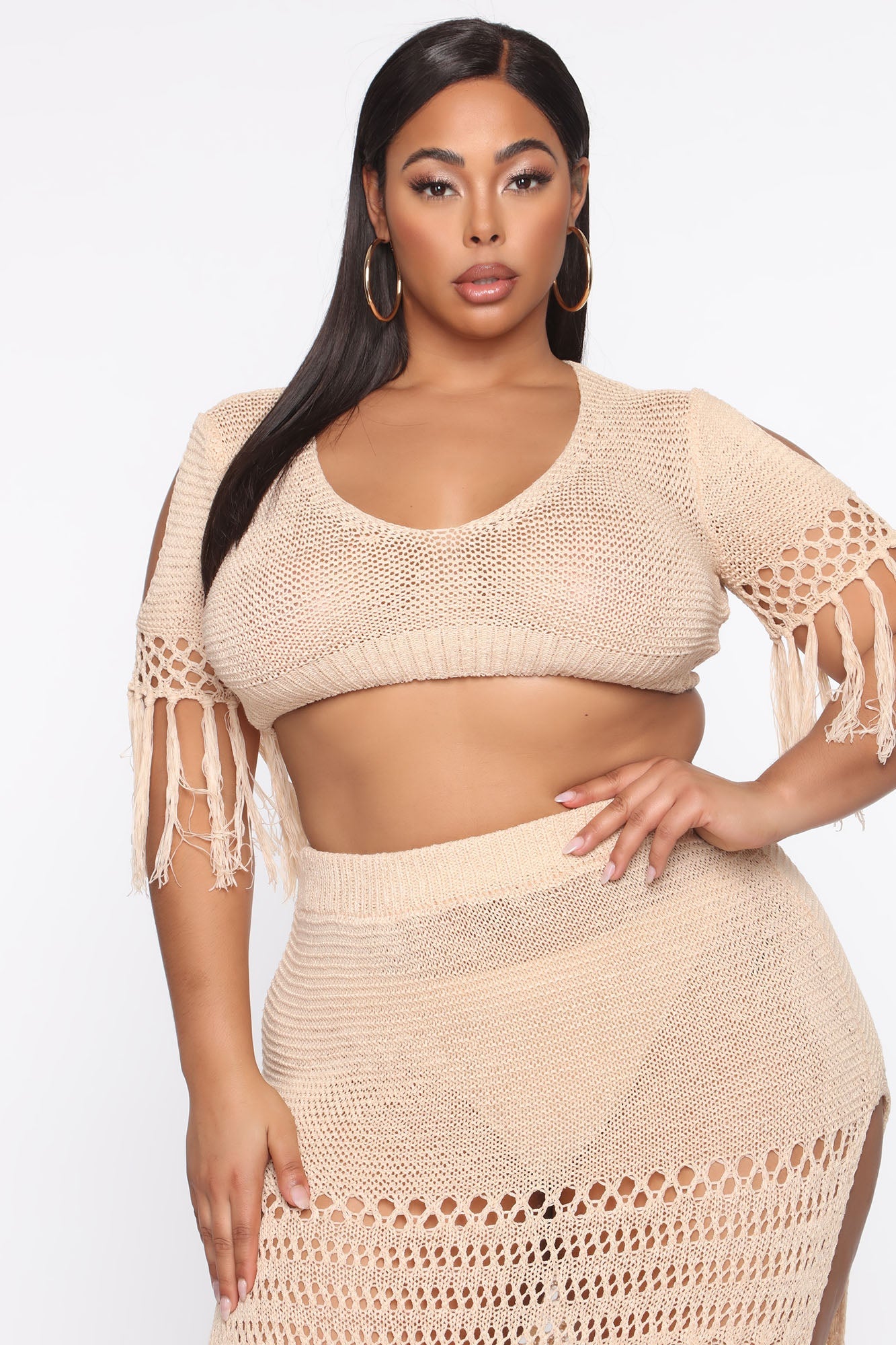 Get Away With It Crochet Skirt Set - Cream