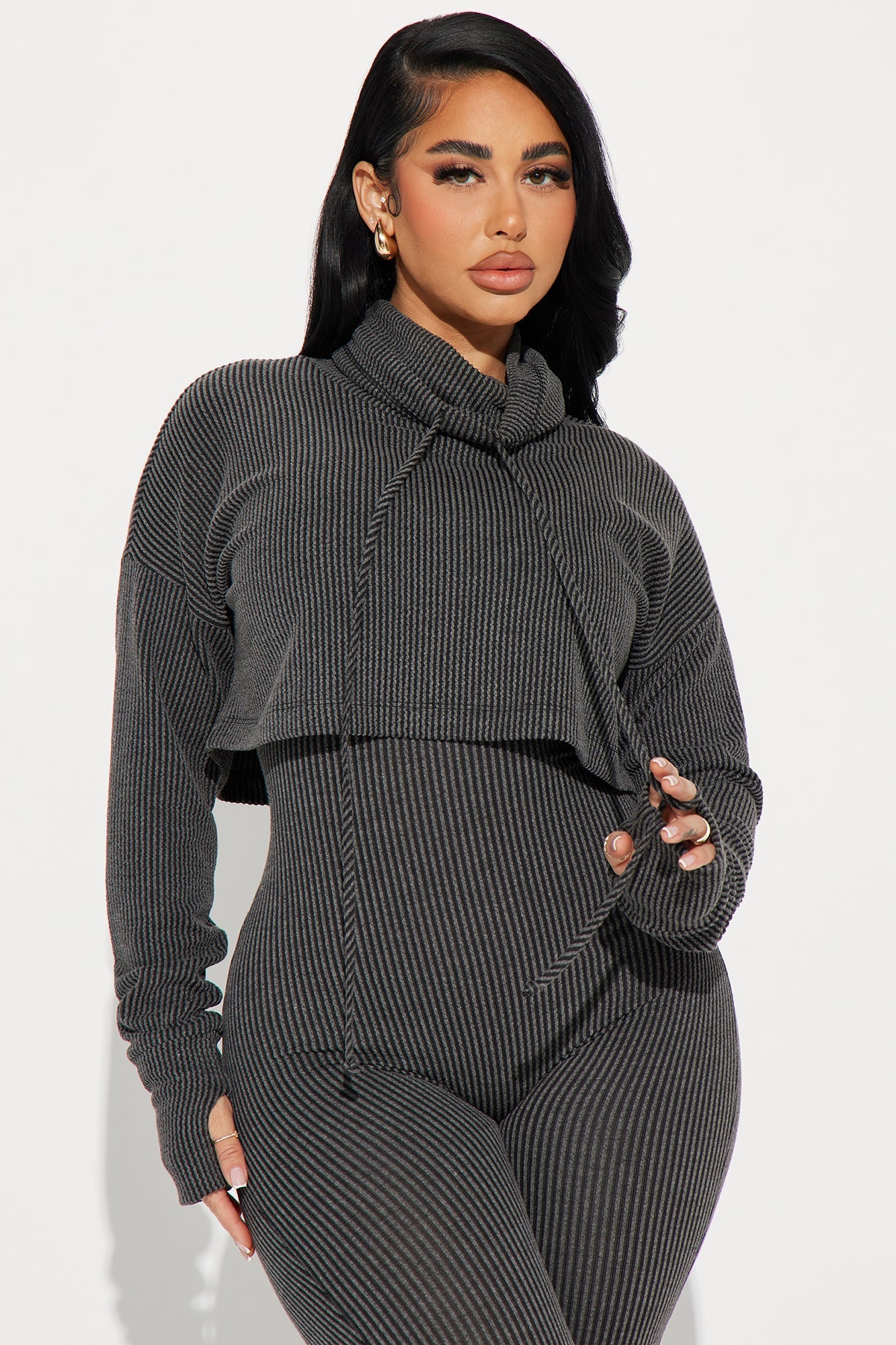 Thinking It Over 2 Piece Jumpsuit Set - Charcoal