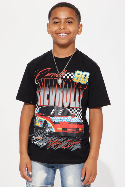 Mini Chevrolet 1990 Corvette Oversized Short Sleeve Tee - Black