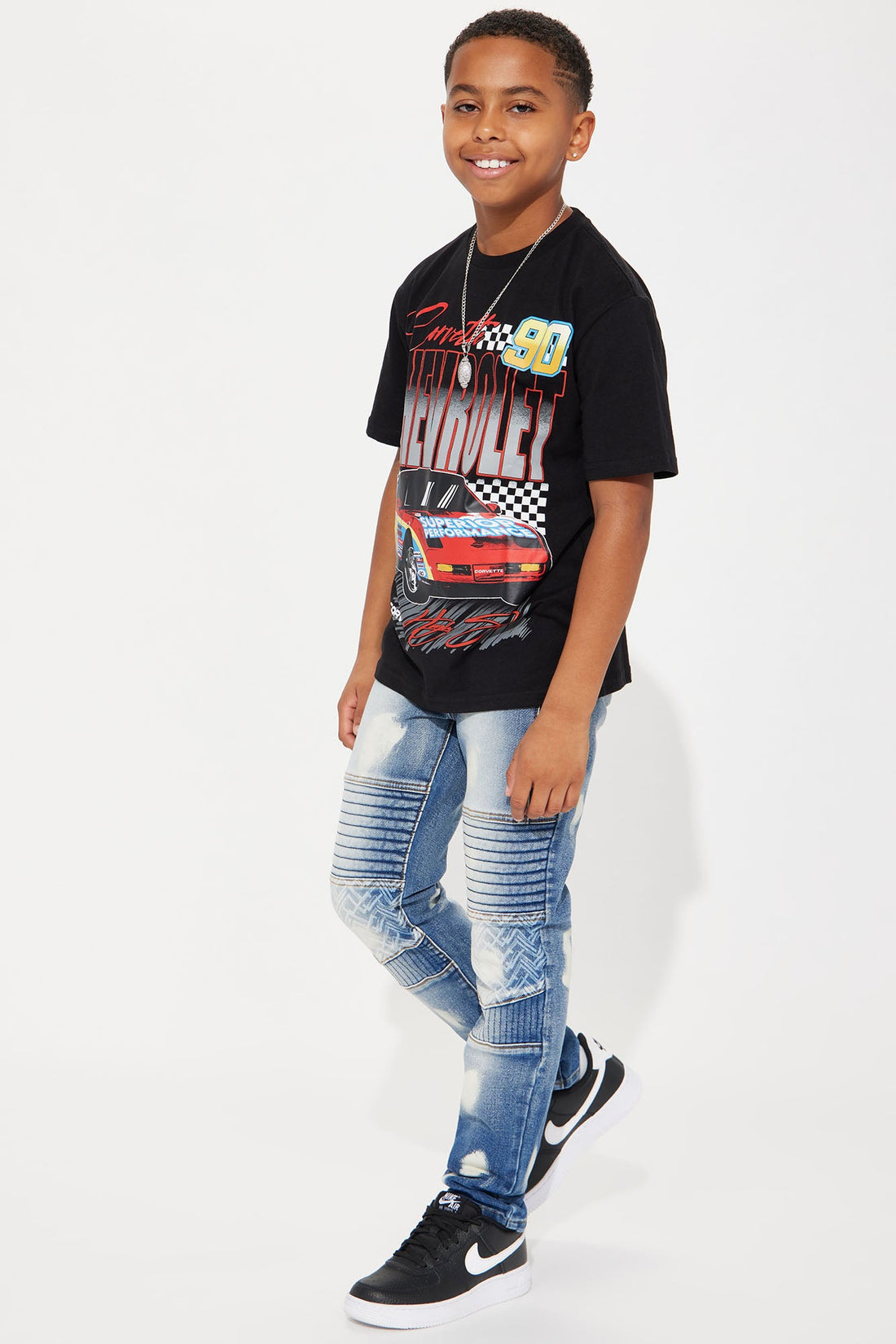 Mini Chevrolet 1990 Corvette Oversized Short Sleeve Tee - Black