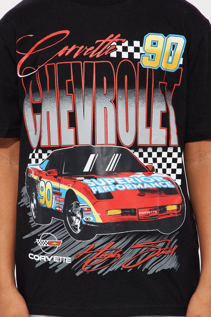 Mini Chevrolet 1990 Corvette Oversized Short Sleeve Tee - Black