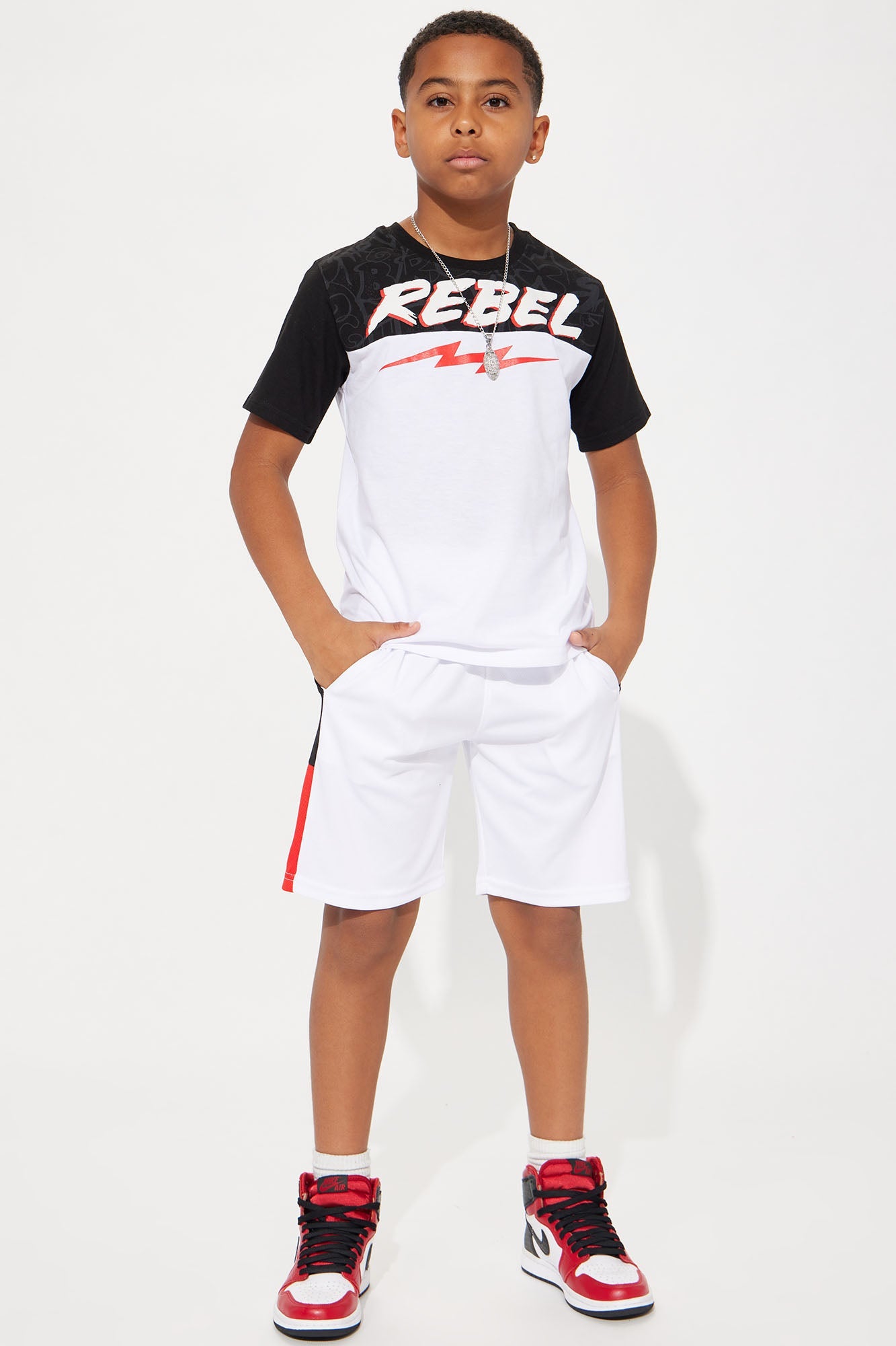 Mini Flashy Rebel Short Set - White/combo