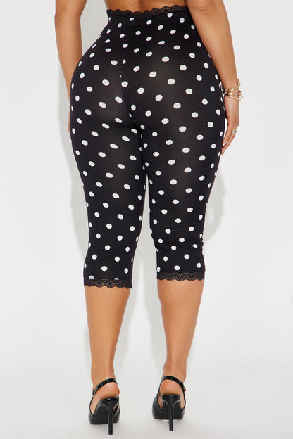 Alice Lace Trim Capri Legging - Black/White