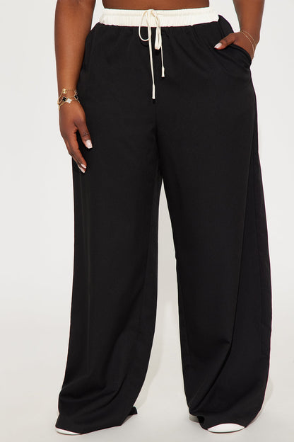 Cressida Contrast Waistband Trouser - Black