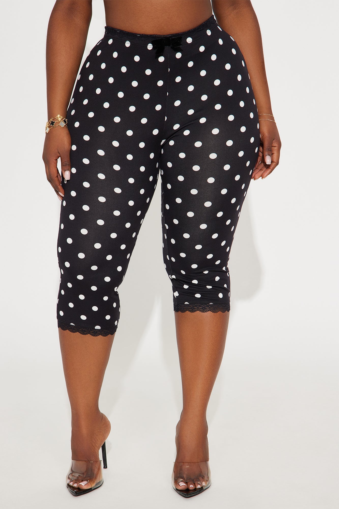 Alice Lace Trim Capri Legging - Black/White