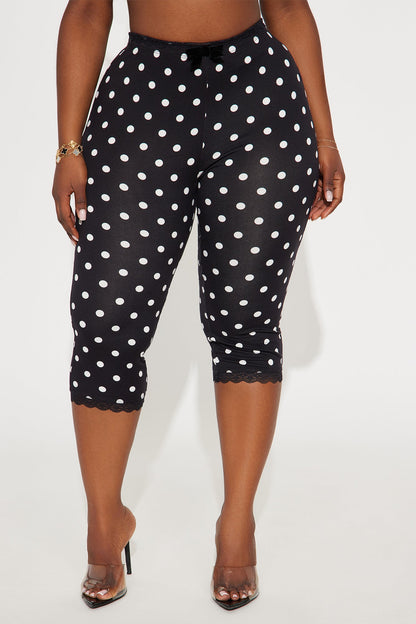 Alice Lace Trim Capri Legging - Black/White