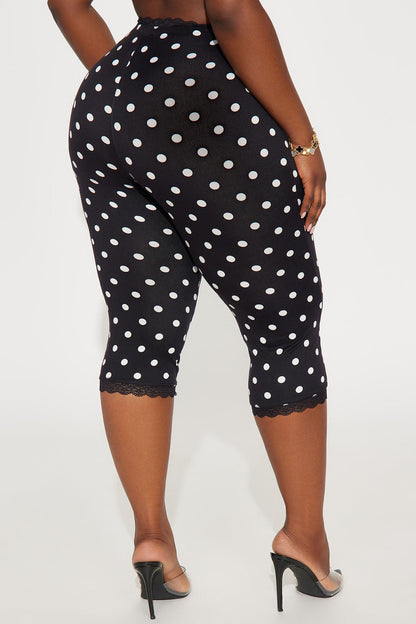 Alice Lace Trim Capri Legging - Black/White