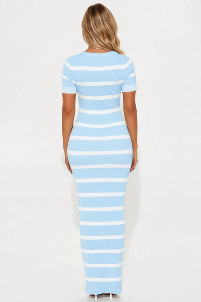 Office Essential Sweater Maxi Dress - Light Blue