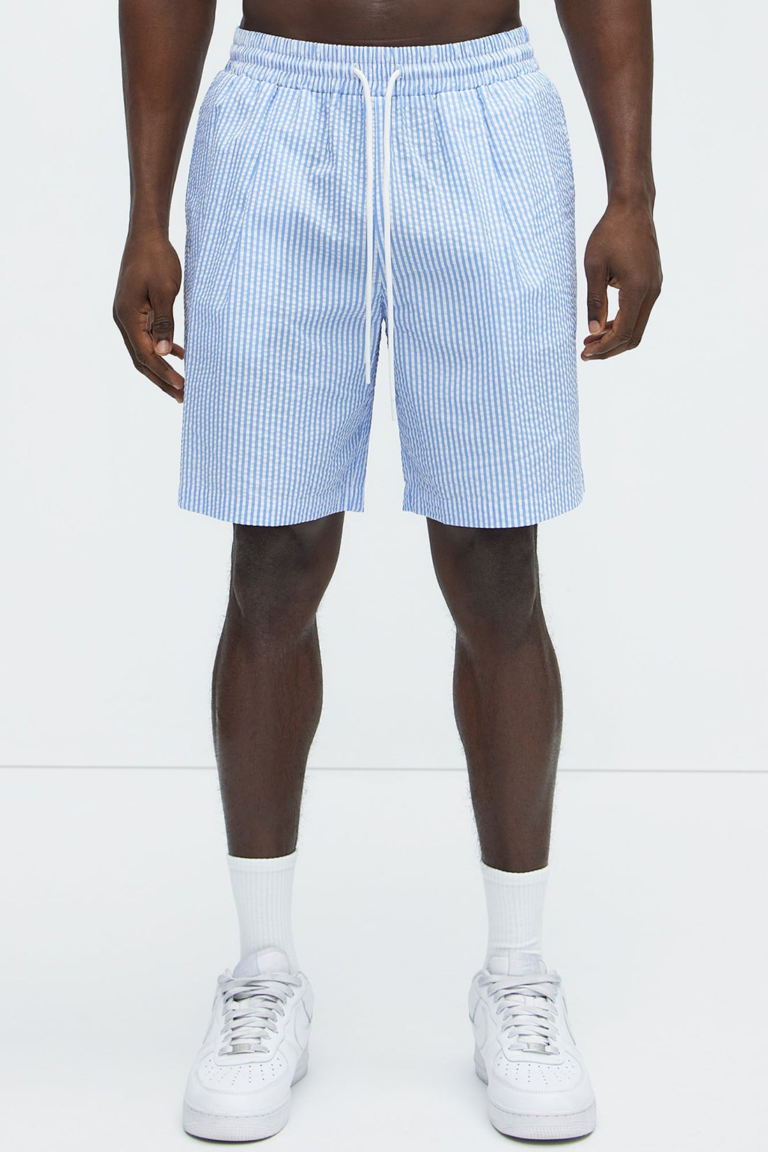 Seersucker Relaxed Shorts - Blue/combo