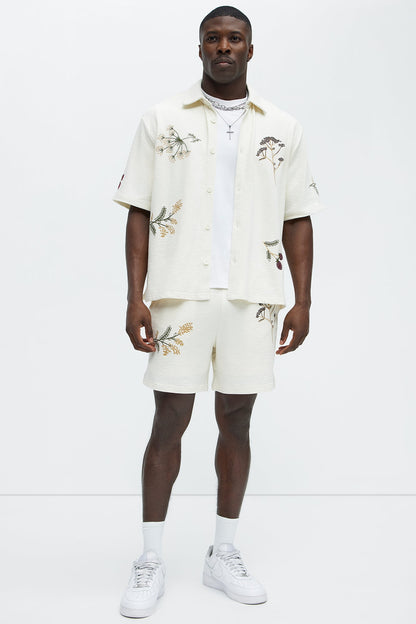 Berries And Bloom Embroidered Shirt - Cream