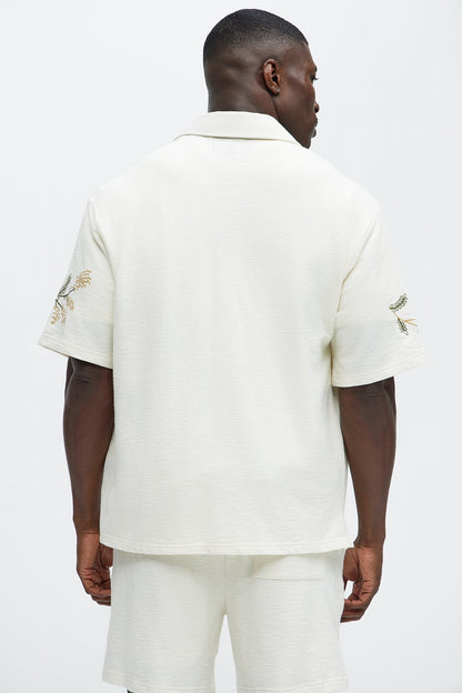 Berries And Bloom Embroidered Shirt - Cream