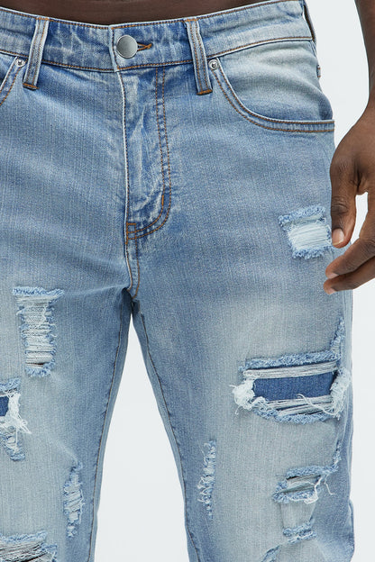 Through It Ripped Skinny Jeans - Vintage Blue Wash