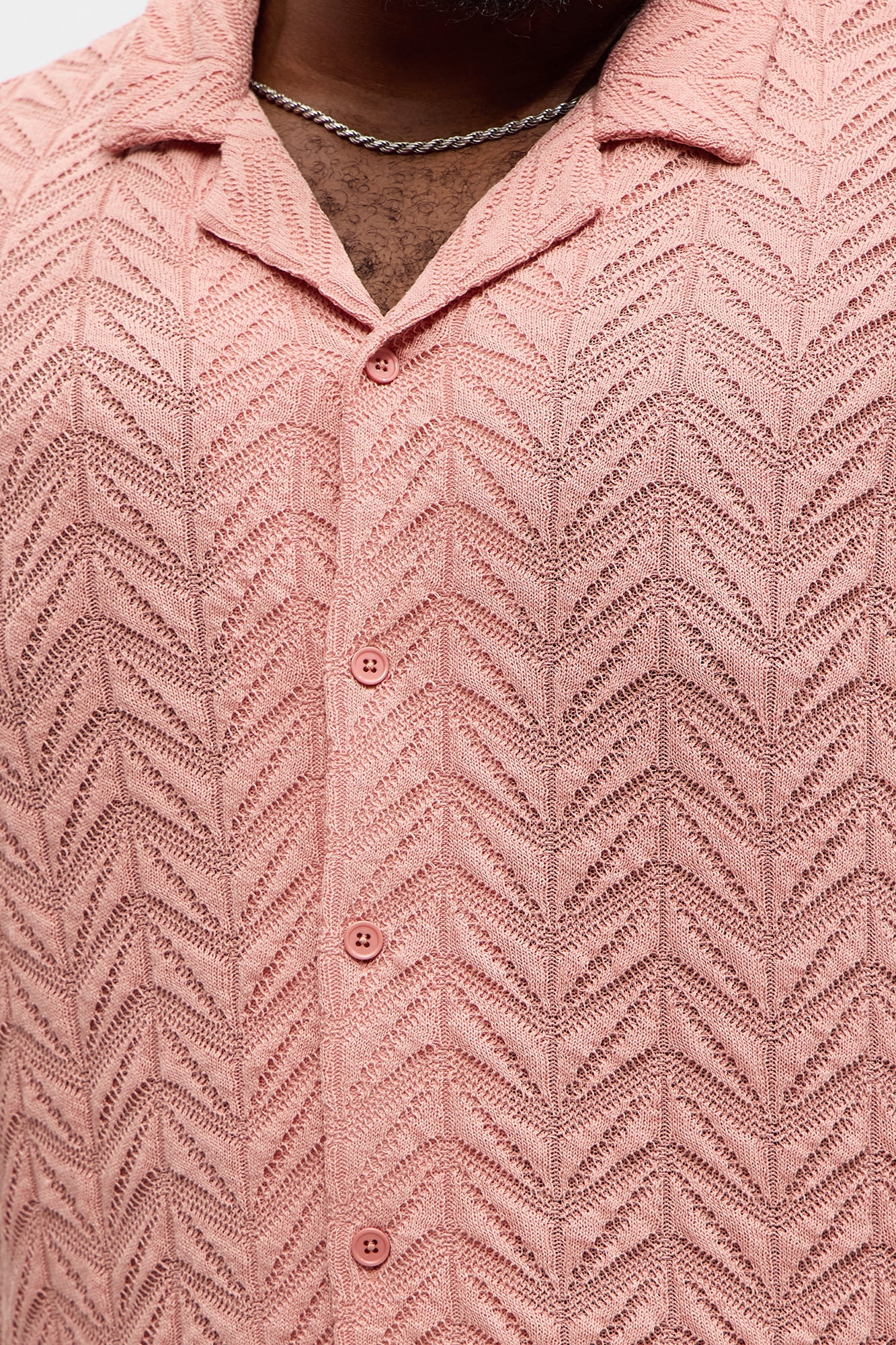 Bellvista Crochet Knitted Cuban Shirt - Pink
