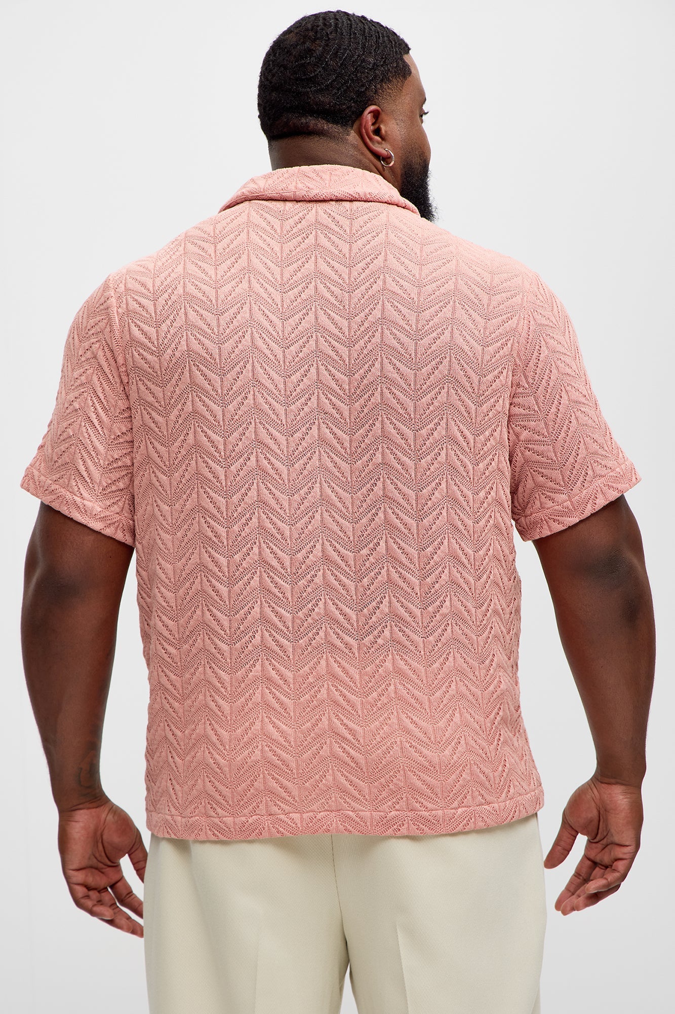 Bellvista Crochet Knitted Cuban Shirt - Pink