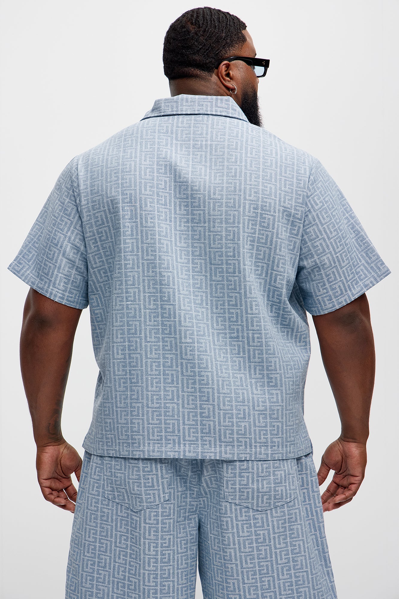 Fallon Jacquard Zip Shirt - Blue