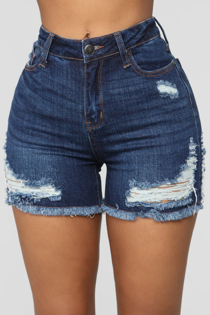 Another Day In Paradise High Rise Shorts - Dark Denim