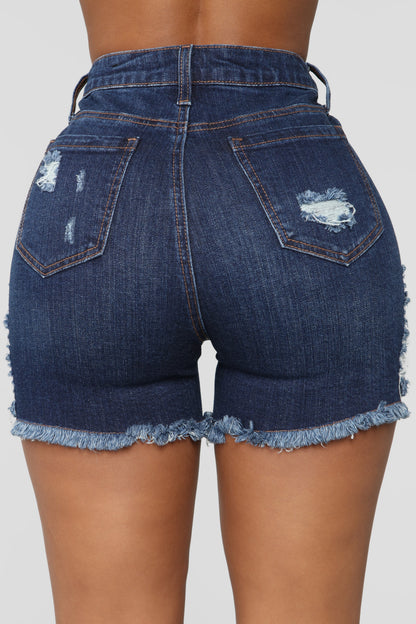 Another Day In Paradise High Rise Shorts - Dark Denim