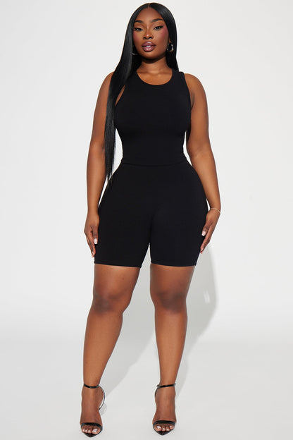 Viola X-Back Snatched Romper - Black