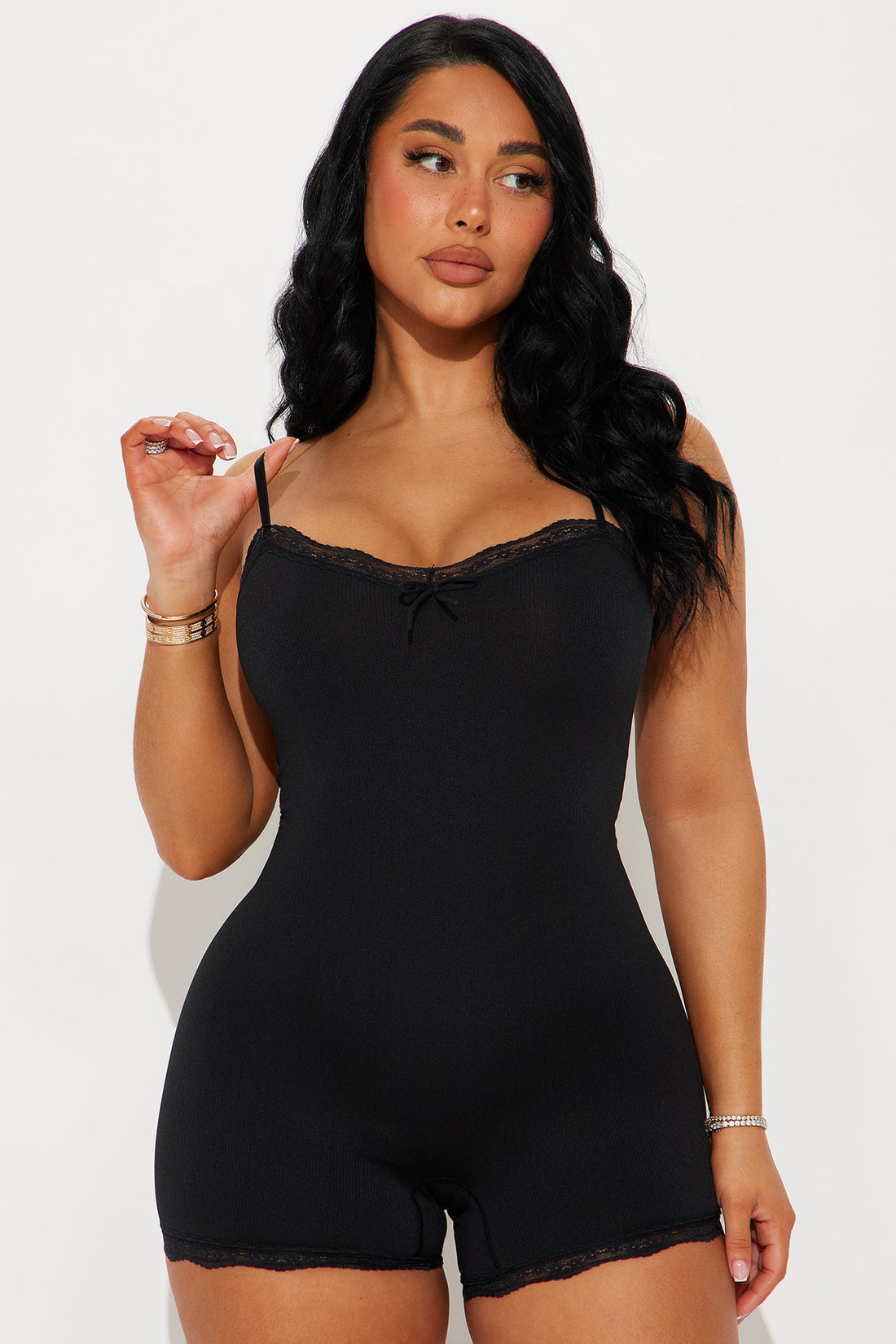 Close To You Seamless Ribbed PJ Romper Onesie - Black