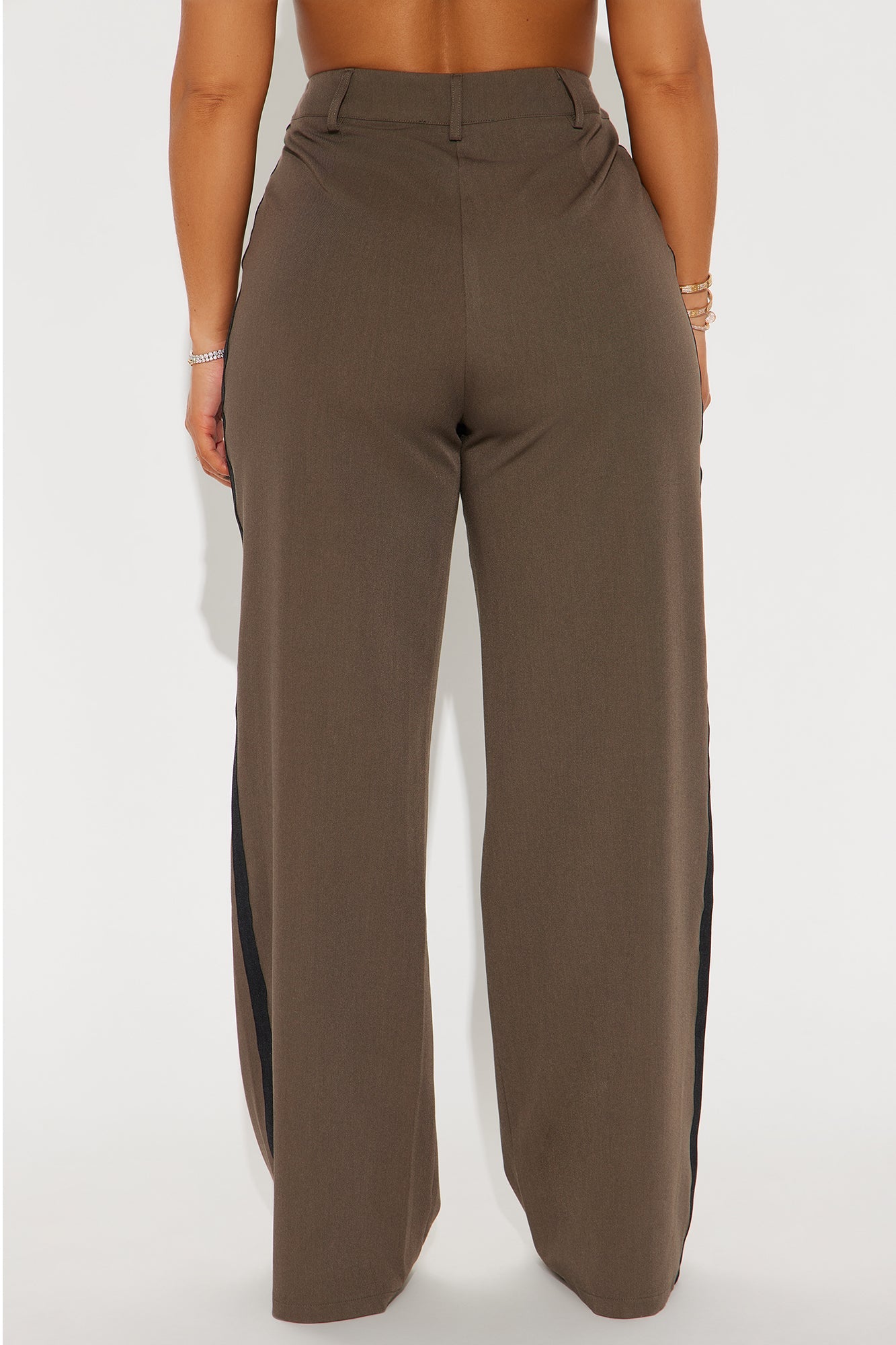 Sabine Contrast Stripe Trouser - Mocha