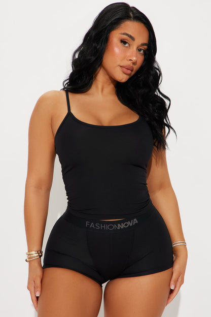 FN Mood PJ Boxer Short Set - Black