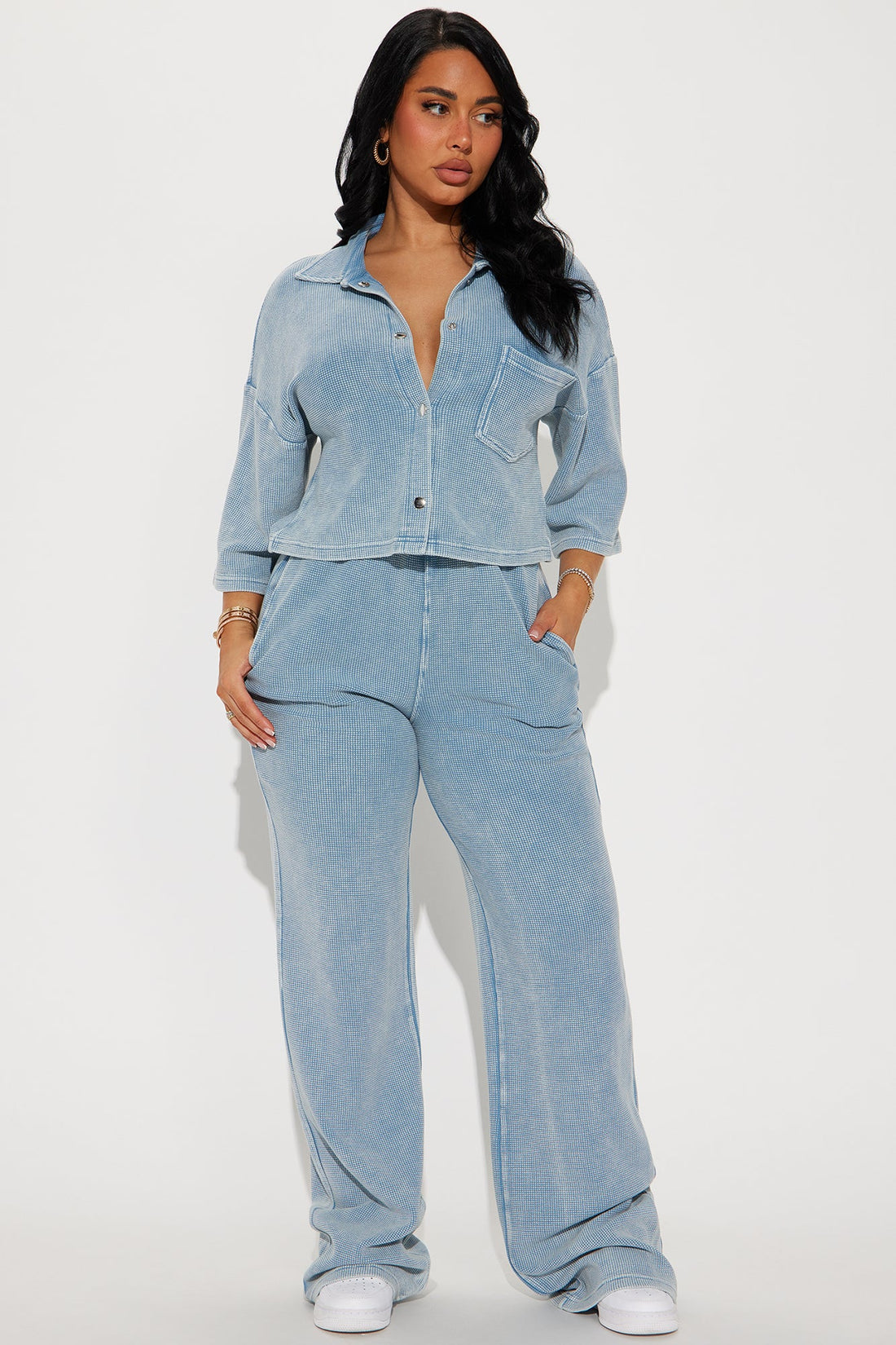 Taylor Cozy Thermal Pant Set - Blue