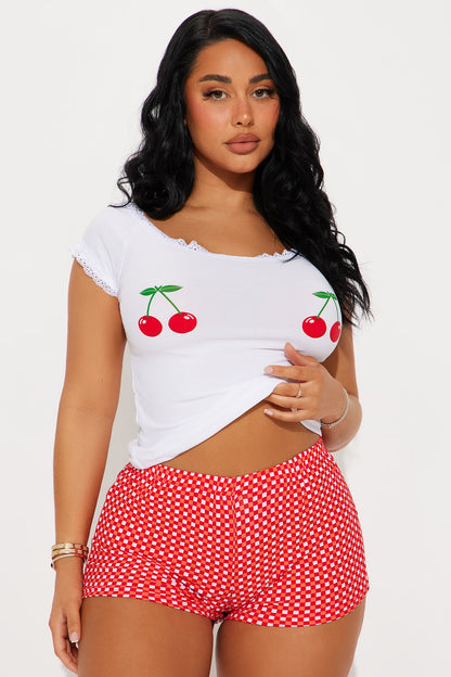 Sweet Cherries PJ Short Set - Red/White