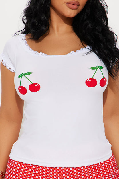 Sweet Cherries PJ Short Set - Red/White