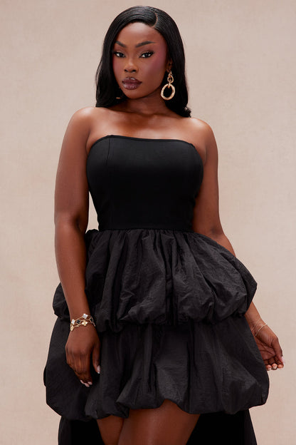 Corinna High Low Bubble Maxi Dress - Black