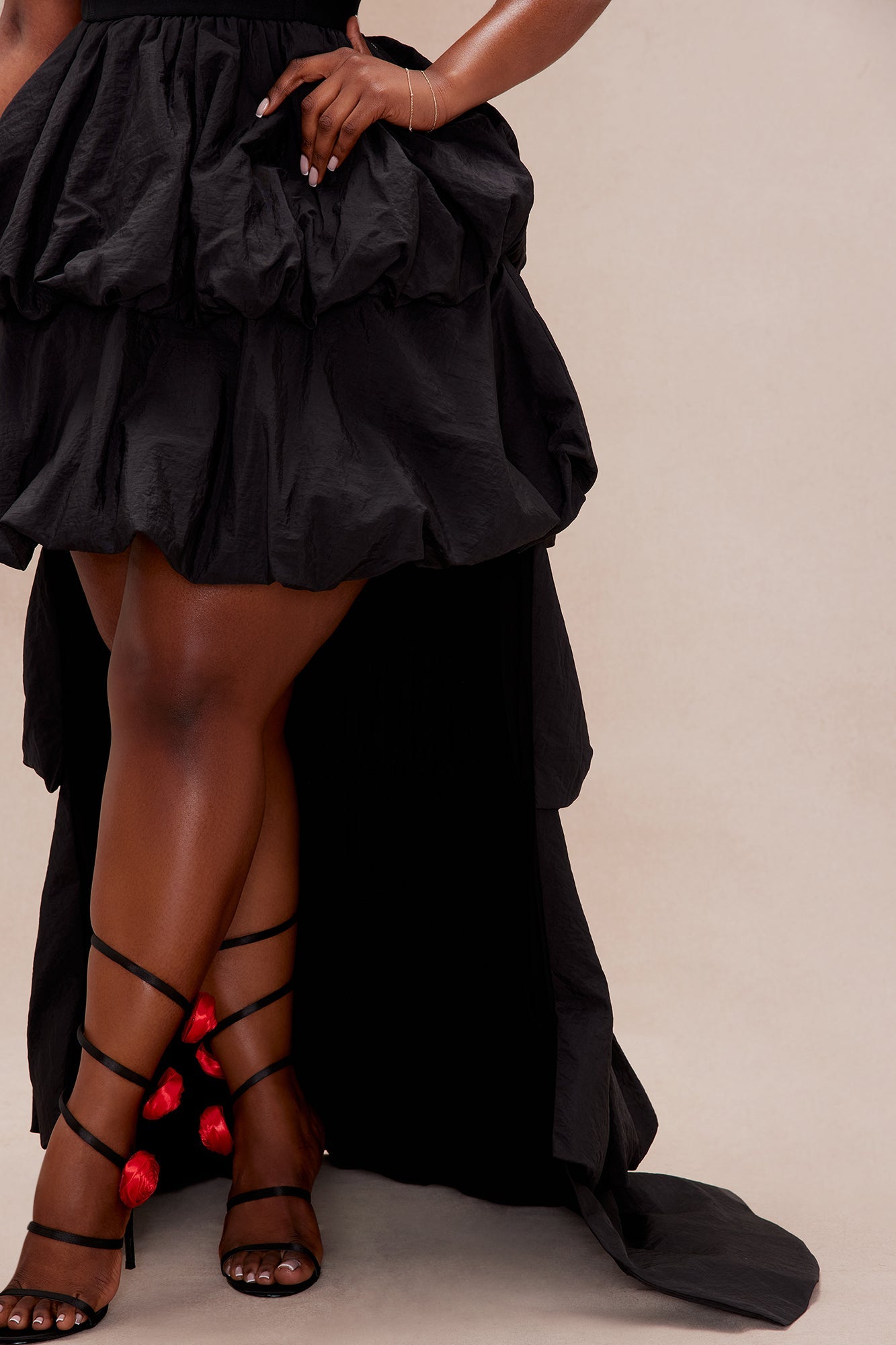 Corinna High Low Bubble Maxi Dress - Black