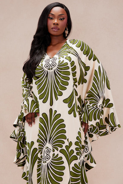 All Inclusive Satin Kaftan Dress - Cream/combo