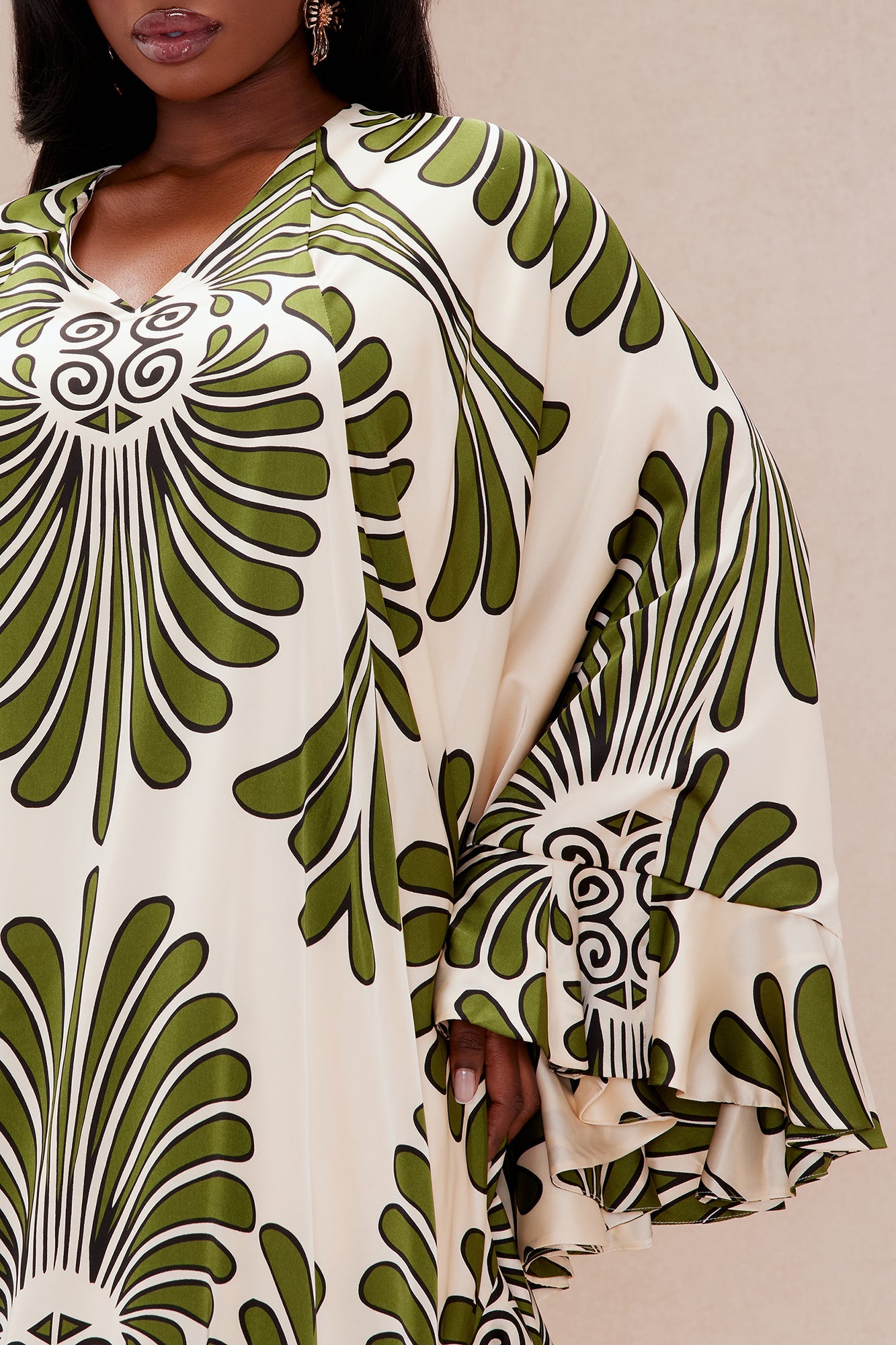 All Inclusive Satin Kaftan Dress - Cream/combo